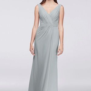 DB Faux-Wrap Pleated Chiffon Bridesmaid Dress